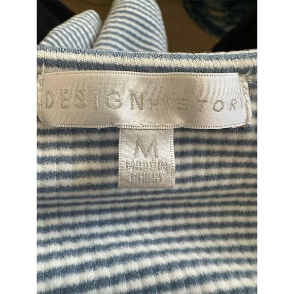 Design History Women's M Blue Striped Long Sleeve Button-Up Top - Picture 5 of 9